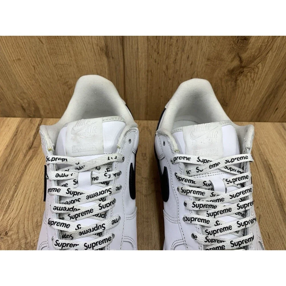 Nike Air Force 1 Low Supreme Sneaker Shoes CU9225-102 White Black Men Size 10.5